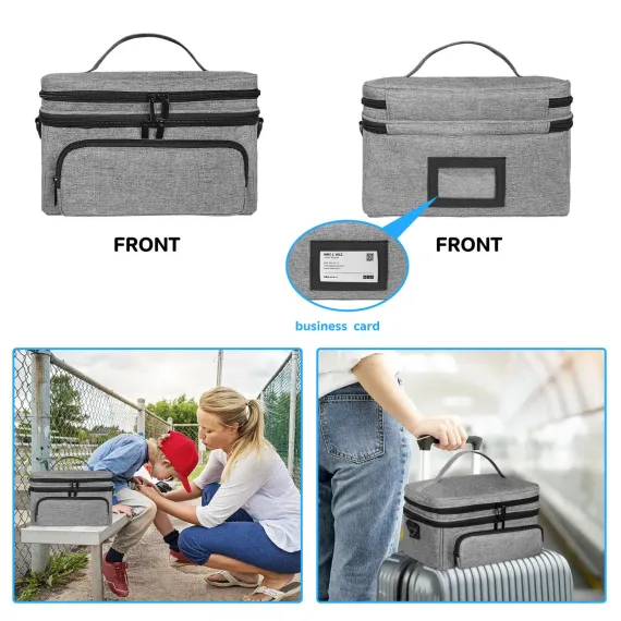 Double Layer Sewing Accessories Organizer with 2 Detachable Pouches, Large Sewing Storage Bag for Sewing Tools (BAG ONLY), Gray