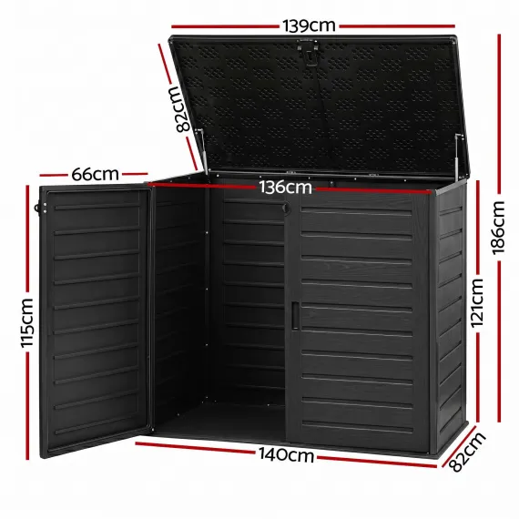 Gardeon Outdoor Storage Box 1170L Container Lockable Cabinet Tool Organizer Shed Black