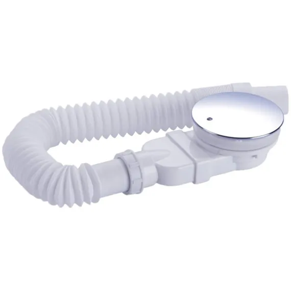 Shower tray siphon - Shower tray drains - Flat shower tray - Extra flat shower tray siphon - Drain set - Shower tray siphon - Shower tray siphon flat - For flat shower trays - Silver and white - Plastic