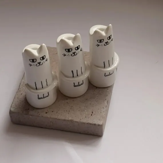 Tiny Vase, Mini Handmade Whiskers Vase, Unique Handpainted Vase Decor, Tiny Modern Vase for Modern Home Decor