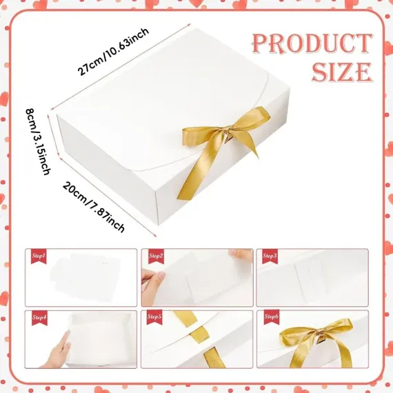 20 Pcs Holiday Party Gift Boxes Festive Packaging Box Set Foldable Kraft White - White