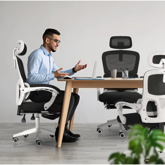 Ergonomic Reclining Office Chair - Footrest, Lumbar Support, Adjustable Headrest VELTRA - BLACK