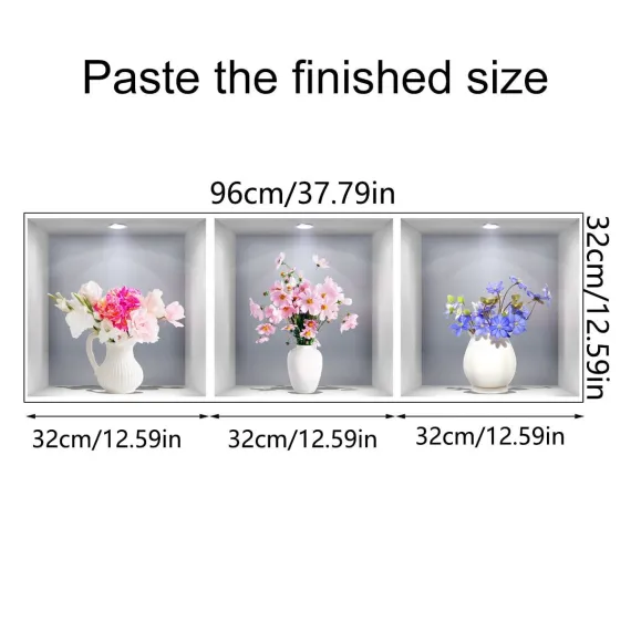 3D Vase Wall Stickers White Vases Daisy Flower Wall Decal DIY Rose Floral Wall Decor Removable Waterproof Wall Art  (Vase Daisy)