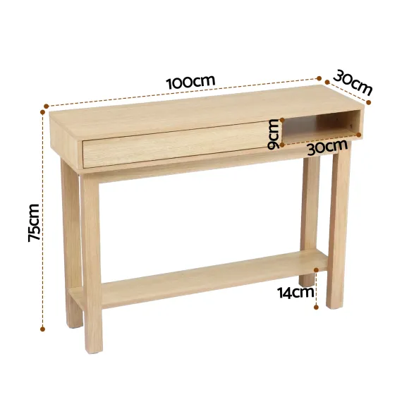 Artiss Console Table Entryway Hallway Sofa Side Table Drawer Shelf 100CM Wood