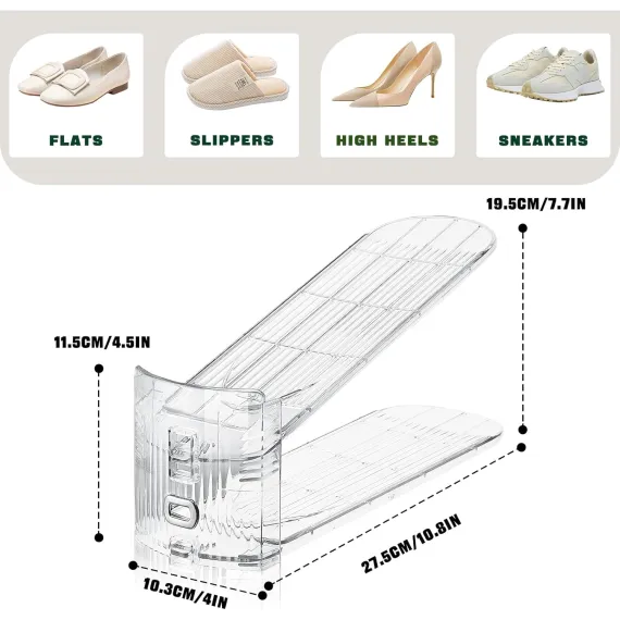 Shoe Slots Organizer for Closet,12PACK Shoe Stacker Shoe Rack Organizer for Closet Space Saver Storage Shoe Holder Organization(Transparent)