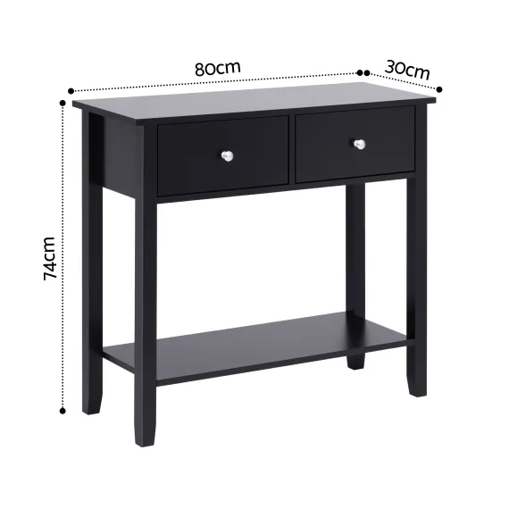 Artiss Console Table Hallway Sofa Entryway Entrance 2 Drawers 80CM Black