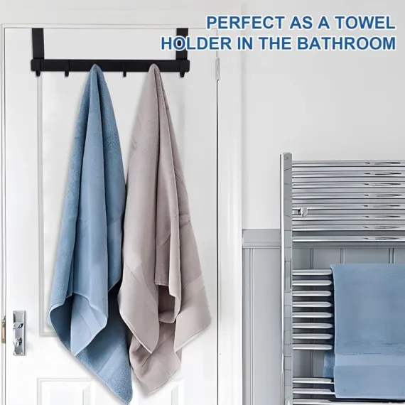 Coat Rack For Door, Black Stainless Steel Coat Hook, 6 Hooks Coat Rack For Bedroom Bathroom Kitchen Door Türhaken-6