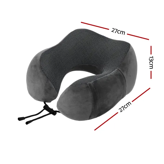 Wanderlite Travel Pillow for Airplanes Memory Foam Neck Pillows for Traveling, Soft & Washable Cover with Storage Bag, Portable Plane Accessories for Airplanes Offices Cars, Grey