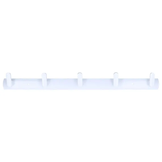 Wall Mounted Coat Rack Modern Stylish Coat Hanger Rack with 5 Hooks for Bathroom Living Room White