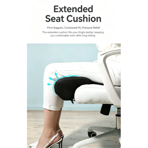 Car Office Seat Extended Leg Rest - Anti-Cross Legs Cushion Pad with Ergonomic Support - Pressure Relief Footrest for Driving Working - Black