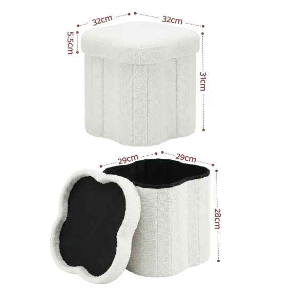Artiss Storage Ottoman Foot Stool Foldable White