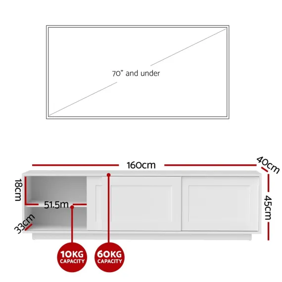 Artiss TV Unit Entertainment Unit Storage Cabinet 160cm White