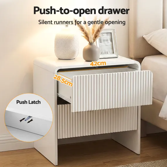 Artiss Bedside Table 2 Drawers - Beige