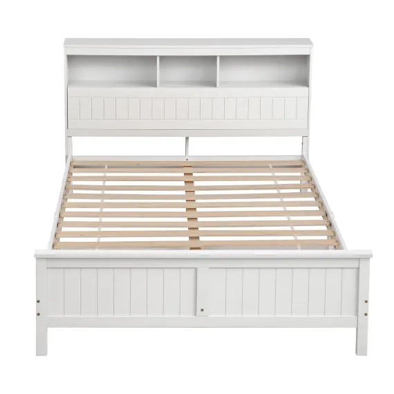 Artiss Queen Bed Frame with Storage Headboard and Footboard Wooden Bed Base White