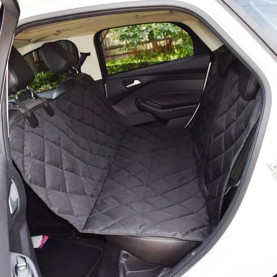 Waterproof Rear Seat Pet Cover for Car - Non-Slip Oxford Fabric Dog Seat Protector for Back Seat - Durable Quilted Cushion Pad for Pets - Black 152x143cm
