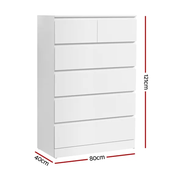 Artiss 6 Chest of Drawers - PEPE White