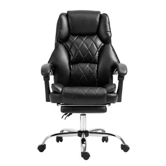 Artiss Executive Office Chair Leather Footrest Black