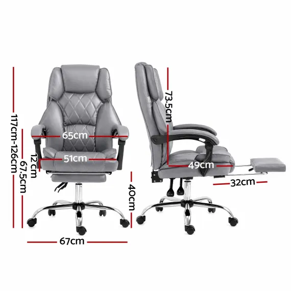 Artiss Executive Office Chair Footrest Grey