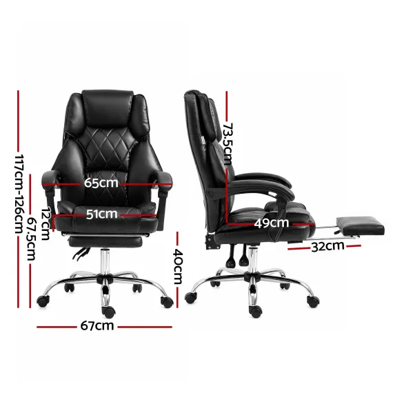 Artiss Executive Office Chair Leather Footrest Black