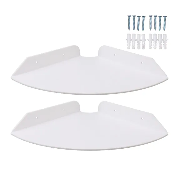 2pcs Wall Mount Floating Corner Shelves Quarter Round Hanging Corner Shelves for Bedrooms Living Rooms Shower Room White