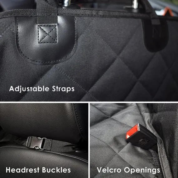 Waterproof Rear Seat Pet Cover for Car - Non-Slip Oxford Fabric Dog Seat Protector for Back Seat - Durable Quilted Cushion Pad for Pets - Black 152x143cm
