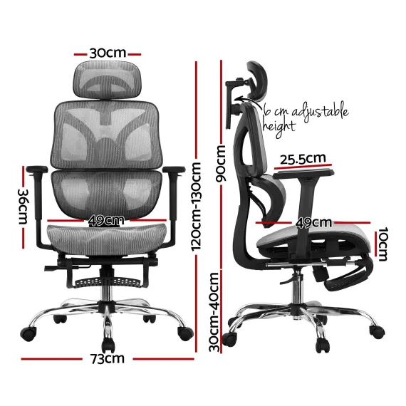 Artiss Ergonomic Office Chair Footrest Grey