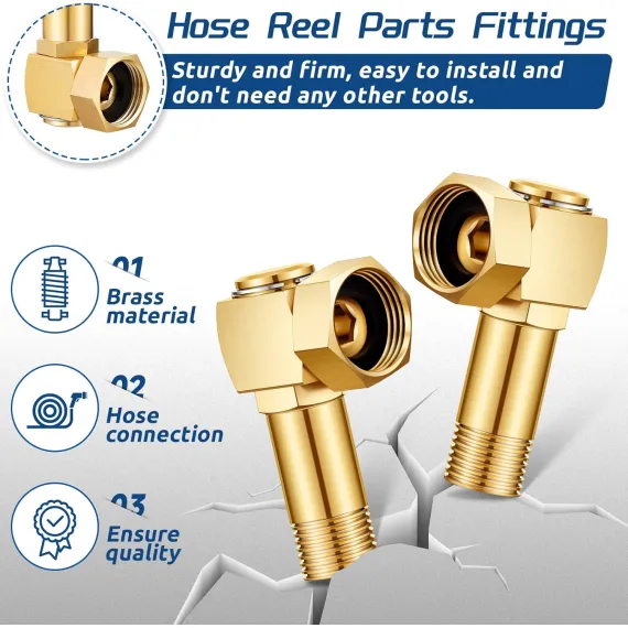 Amylove 2 Pieces Hose Reel Swivel Fittings Garden Hose Reel Replacement Parts Brass Replacement Part Swivel Hose Reel Cart Swivel Fitting for Garden Hose Adapter Hose Cart Brass Swivel Replacement