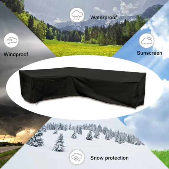 Garden Corner Sofa Cover Waterproof 210D Oxford L Shape Furniture Cover, 300 x 300 x 98 cm