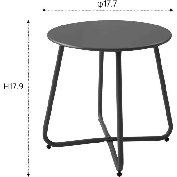 Outdoor Metal Side Table – Rust-Resistant Patio Small Round End Table, Accent Coffee Table for Balcony, Garden, Porch, Living Room & Bedroom – Lightweight Portable Plant Stand, Black