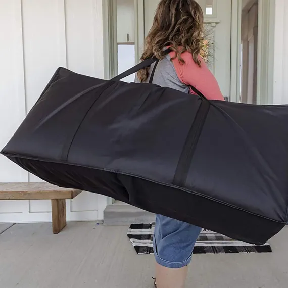 Storage bag for garden furniture cushions - 600D - waterproof - UV-resistant - portable storage bag - Dust cover - Garden Furniture Cushion Cover - for garden furniture with handles and zipper - 122x38x51cm - black