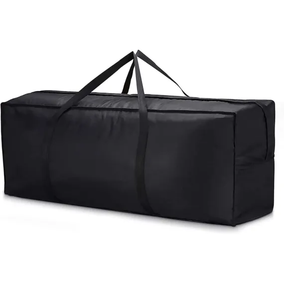 Storage bag for garden furniture cushions - 600D - waterproof - UV-resistant - portable storage bag - Dust cover - Garden Furniture Cushion Cover - for garden furniture with handles and zipper - 122x38x51cm - black