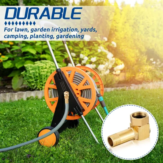 Amylove 2 Pieces Hose Reel Swivel Fittings Garden Hose Reel Replacement Parts Brass Replacement Part Swivel Hose Reel Cart Swivel Fitting for Garden Hose Adapter Hose Cart Brass Swivel Replacement