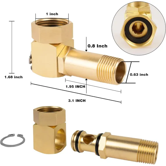 Garden Hose Adapter, Brass Replacement Part Swivel, Hose Reel Parts Fittings