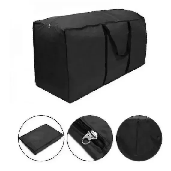 1 Piece 420D Outdoor Cushion Storage Bag, Waterproof Oxford Fabric with Zip and Handles for Patio Furniture, Black, 173 x 76 x 51 cm