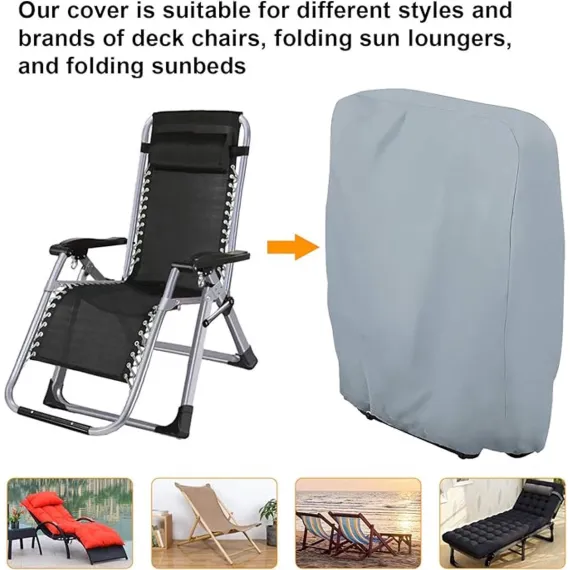 Waterproof Chair Cover - Garden Chair Cover - Protective Cover for Garden Furniture - Waterproof Chair Cover - Cover for Folding Chairs - Garden Furniture Cover - Garden Chair Cover - 71x20/34x110cm - For Outdoor Use in the Garden, Balcony or Terrace - Gr
