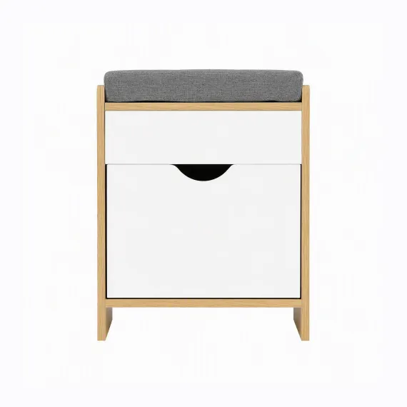 Artiss Storage Ottoman with Drawer 100kg Capacity Footrest Cushion Pine