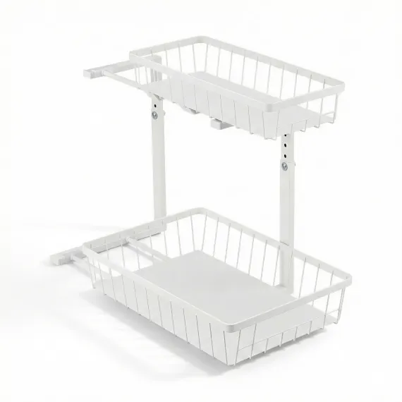 Artiss Under Sink Organizer Storage with 2 Slide Out Drawers 5 Adjustable Height Bathroom Kitchen Cabinet