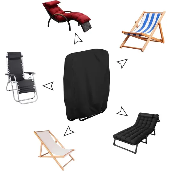 Weatherproof Protective Cover for Sun Lounger - Waterproof Chair Cover - Garden Chair Cover - Cover for Folding Chairs - Garden Furniture Cover - Protective Cover for Sun Loungers - 71x20/34x110cm - Cover for Sun Lounger - Black - With Carrying Bag - For