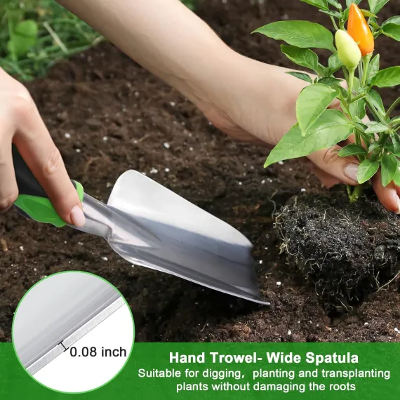 Garden Tools Set, 3 Pack Heavy Duty Gardening Tools Set Include Garden Shovel + Hand Rake Garden Tool, Heavy Duty Hand Cultivators for Gardening