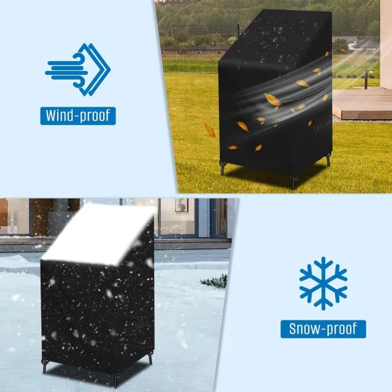 Garden Chair Cover - 75*75*120cm - Garden Furniture Covers - Waterproof Chair Cover - 210D Oxford - furniture covers - stackable garden chair cover - protective cover for garden chairs - dust cover - dustproof - rainproof - sunproof - snowproof - black