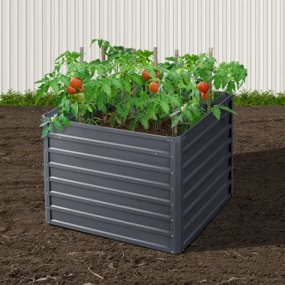 Green Fingers 2x Garden Bed 100x100x77cm Planter Box Raised Container Galvanised