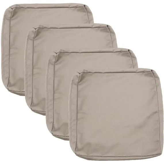 Patio Cushion Covers 24x24 Waterproof Outdoor Cushion Covers for Patio Furniture 4Pack Patio Cushion Slicovers Replacement Outdoor Seat Cushion Slip Cover for Wicker Chair, Tan
