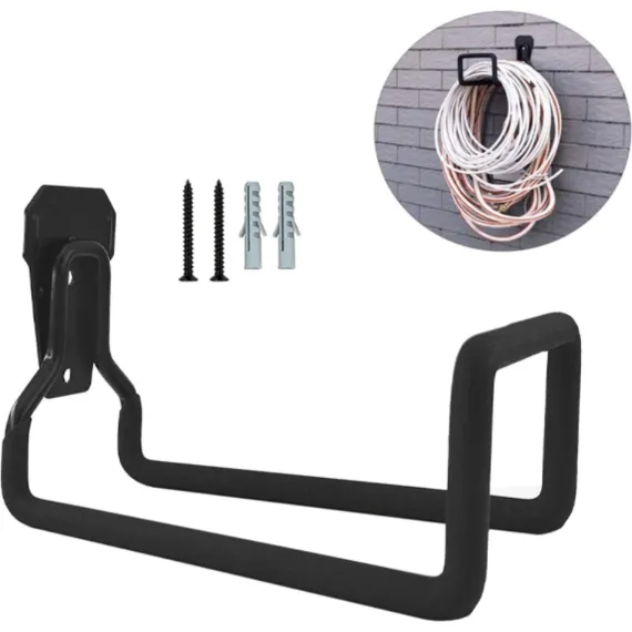 Garden Hose Holder - Metal Garden Hose Holder - Garden Hose Storage - Holder for Garden Hoses - Heavy Duty Wall Mount Watering Pipe Tube Storage Hanger - Wall-Mounted Water Hose Holder for Outdoor Garden - Black - 1 Piece