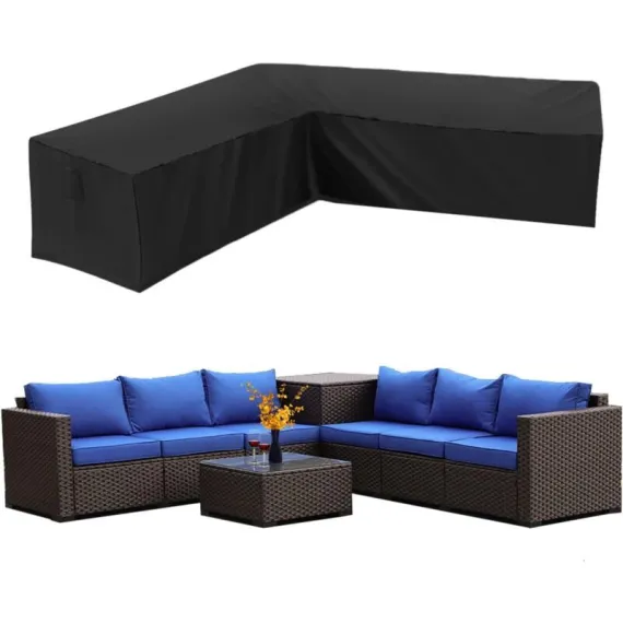 Garden Corner Sofa Cover Waterproof 210D Oxford L Shape Furniture Cover, 300 x 300 x 98 cm