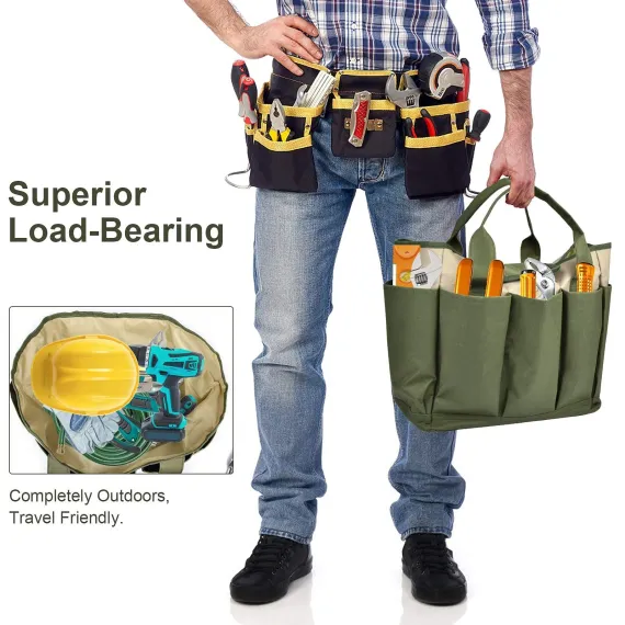 Garden Tool Bag, Gardening Tote With Pockets Canvas Heavy-duty Large Organizer Bag Carrier Gardening Storage Tote for women