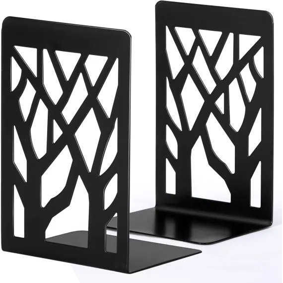 Book Ends, Bookends, Book Ends for Shelves, Bookends for Shelves, Bookend, Book Ends for Heavy Books, Book Shelf Holder Home Decorative, Metal Bookends, Bookend Supports, Book Stoppers (1 Pair, Black)