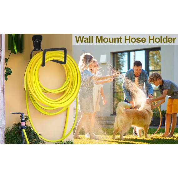 Garden Hose Holder - Metal Garden Hose Holder - Garden Hose Storage - Holder for Garden Hoses - Heavy Duty Wall Mount Watering Pipe Tube Storage Hanger - Wall-Mounted Water Hose Holder for Outdoor Garden - Black - 1 Piece