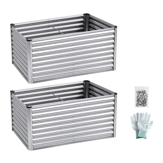 Green Fingers Raised Garden Bed 2 in 1 Modular Galvanised Planter Box Rust Resistant 240x80x60cm