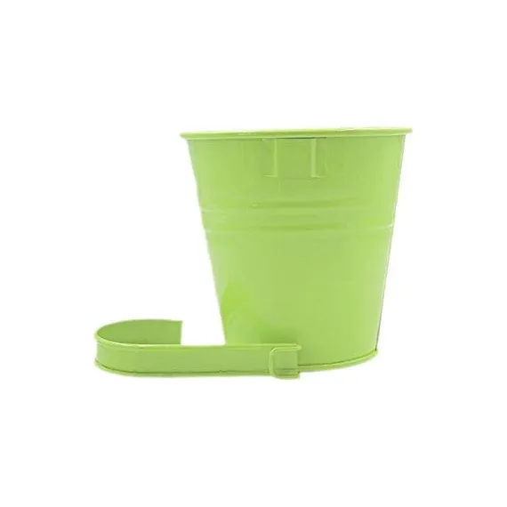 Flower Pots,10 Pcs Metal Iron Hanging Flower Plant Pots Balcony Garden Plant Planter Baskets Fence Bucket Pot 4'' Flower Holders with Detachable Hook