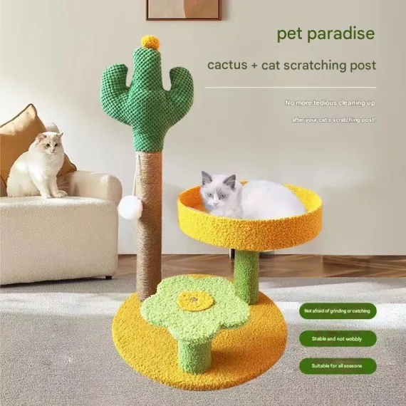 Pineapple Pineapple Cat Tree with Scratching Post & Cozy Perch - Multi-Level Cat Tower with Flower Platform and Hanging Ball for Indoor Cats
